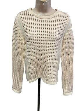 Tory Burch Off White Eyelet Hole Long Sleeve Top Women’s Size Large runs small